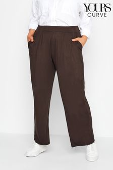 Yours Curve Brown Limited Pleat Front Wide Leg Trousers (Q29471) | €12.50