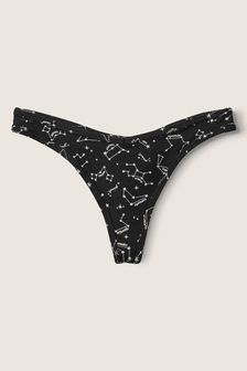 Victoria's Secret PINK Constellation Pure Black Cotton Thong Knickers (Q29628) | €12
