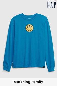 Gap Blue Smiley Organic Cotton Graphic T-Shirt (Q29894) | €7