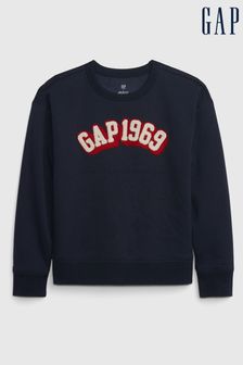 Granatowy - Bluza Gap 1969 z okrągłym dekoltem i logo (4-13 lat) (Q29899) | 160 zł