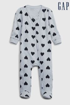 Pijama cu fermoar și model inimă Gap - Bebeluș (Q30296) | 101 LEI
