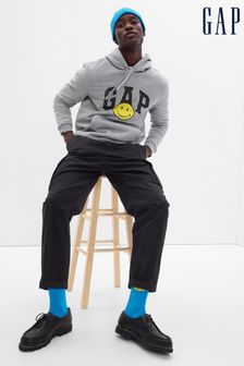 Grau - Gap Smiley Vintage Weiches Kapuzensweatshirt mit Logo (Q30300) | 60 €