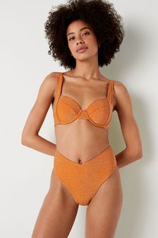 Victoria's Secret PINK Tangelo Orange Brazilian Shimmer High Waist Cheeky Bikini Bottom (Q30519) | €41