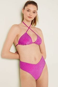Victoria's Secret PINK Dahlia Magenta Pink Triangle Shimmer Bikini Top (Q30529) | kr389