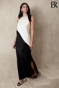 Banana Republic Black & White Sombra Silk Maxi Dress (Q30779) | €211