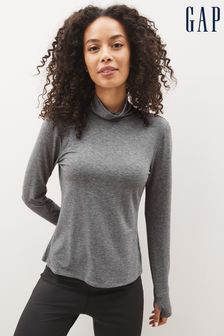 Grau - Gap Atmungsaktives, langärmeliges Shirt mit Rollkragen und Daumenlöchern (Q30835) | 47 €