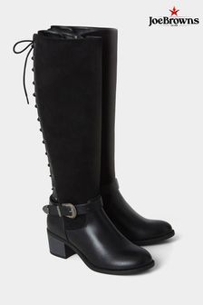 Joe Browns Black Suede and Leather Mix Back Lace Up Boots (Q30901) | €46
