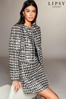 Черно-белый с пайетками - укороченный пиджак на пуговицах с карманами Lipsy (Q30937) | €40