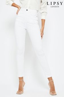 Weiß - Lipsy Schmal geschnittene, figurformende Skinny-Jeans mit hohem Bund (Q31487) | 67 €