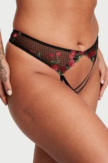 Victoria's Secret Cherry Black Brazilian Embroidered Knickers (Q31491) | kr370