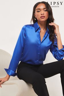 Синий кобальт - Атласная рубашка Lipsy (Q31492) | €33