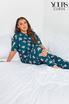 Yours Curve Teddy Kurzärmeliges Pyjama-Set in Tapered Fit (Q31892) | 39 €