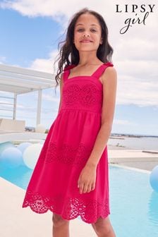 Lipsy Pink Bow Strap Crochet Dress (Q32172) | INR 3,749 - INR 4,631