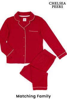 Chelsea Peers Red Modal Button Up Long Pyjama Matching Family Set - Kids (Q32270) | €44