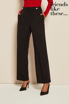 Friends Like These Black Black Petite High Waisted Wide Leg Trousers (Q32634) | €19