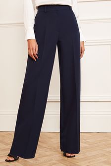 Love & Roses Navy High Waist Wide Leg Tailored Trousers (Q32672) | €40