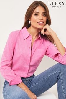 Розовый - Lipsy рубашка на пуговицах с карманом (Q33422) | €28