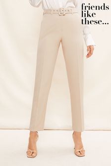 Friends Like These Stone Belted Tapered Tailored Smart Trousers (Q33480) | 107 zł