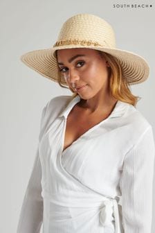 Кремовый - Шляпа с широкими полями и ракушками South Beach (Q33825) | €25