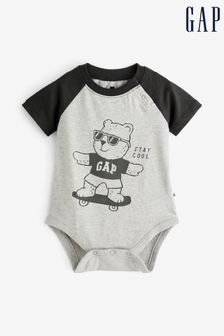 Negru gri - Body cu Mânecă scurtă Bebeluși și model grafic Gap (Q34276) | 54 LEI