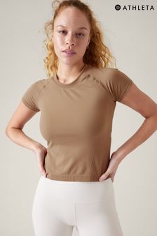 Athleta Camel Short Sleeve Crew Neck Seamless T-Shirt (Q34506) | €17