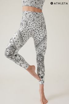 Athleta White Print Elation Mid Rise 7/8 Textured Leggings (Q34532) | €44