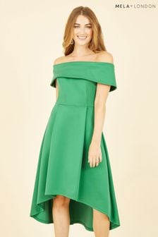Mela Green Bardot Dipped Hem Dress (Q34729) | €22.50