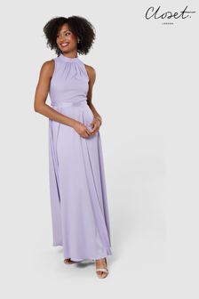 Closet Purple High Neck Bridesmaid Dress (Q34798) | €46