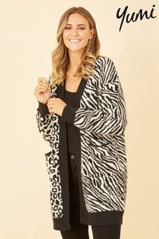 Yumi Black & White Zebra and Leopard Print Knitted Intarsia Cardigan (Q34809) | 77 €