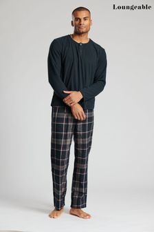 Loungeable Blue Checked Woven Pyjama Set (Q34903) | CA$71