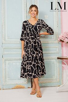 Little Mistress Black Animal Print Reversible Midi Smock Dress (Q35070) | 51 €