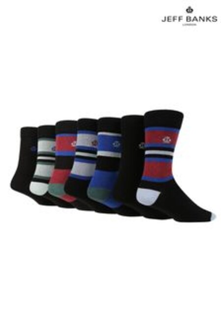 Jeff Banks Black Block Stripe Fashion Socks (Q35074) | €19.50
