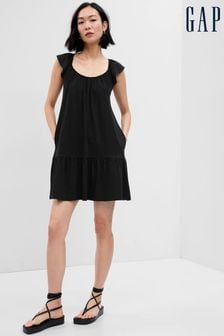 Gap Black Ruffle Hem Crew Neck Mini Dress (Q35094) | €17