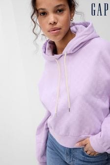 Gap Purple All Over Logo Cropped Hoodie (Q35120) | €22.50