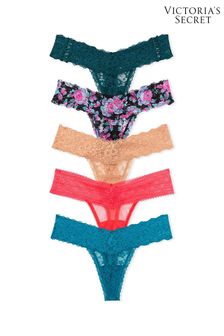 Victoria's Secret Blue/Nude/Green/Pink Thong Lace Knickers Multipack (Q35156) | €29