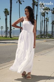 Friends Like These White Tie Back Dobby Maxi Dress (Q35198) | AED250