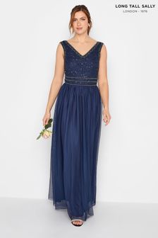 Blau - Long Tall Sally Maxikleid mit V-Ausschnitt und Perlenverzierung (Q35279) | 60 €