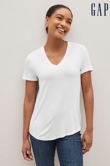 Gap White Luxe Short Sleeve V-Neck T-Shirt (Q35296) | €12.50
