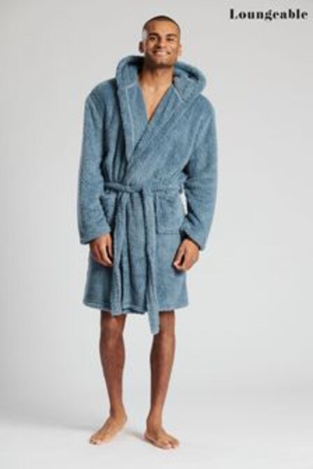 Loungeable Blue Super Soft Hooded Dressing Gown (Q35308) | $80