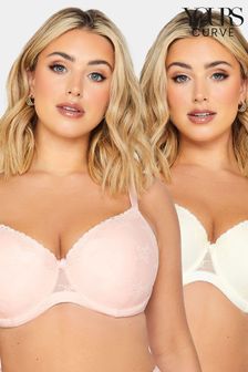 Yours Curve Pink 2 Pack Sheer Lace Padded Bra (Q35532) | SGD 75