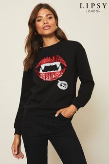 Lipsy Black Halloween Round Neck Sweatshirt (Q35620) | €8.50