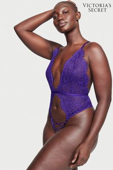 Victoria's Secret Brilliant Purple Lace Crotchless Bodysuit (Q35669) | €75