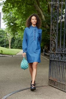 Great Plains Blue Summer Chambray Dress (Q35708) | €46