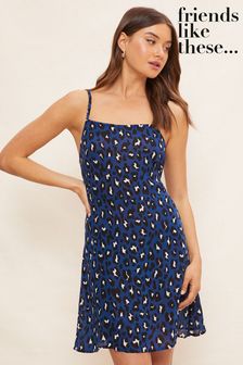 Friends Like These Blue Crinkle Strappy Mini Sundress (Q35836) | €16
