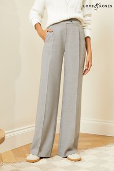 Love & Roses Grey Tab High Waist Wide Leg Tailored Trousers (Q35944) | €57