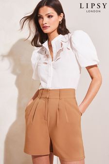 Lipsy Camel High Waisted Tailored Summer Shorts (Q35953) | €13