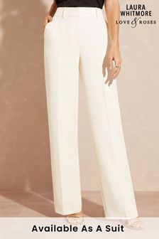 Love & Roses Ivory High Waist Wide Leg Tailored Trousers (Q36314) | LEI 227