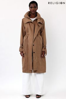 Religion Layered Waterfall Lightweight Mac With Funnel Neck