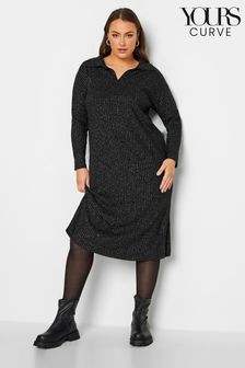 Yours Curve Black Luxury Ribbed Dress (Q36570) | 58 €