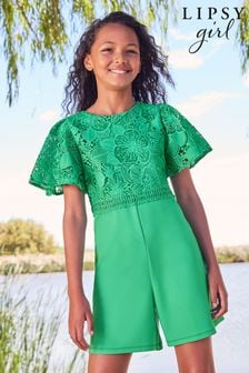 Lipsy Green Lace Top Playsuit (Q36575) | €11 - €14